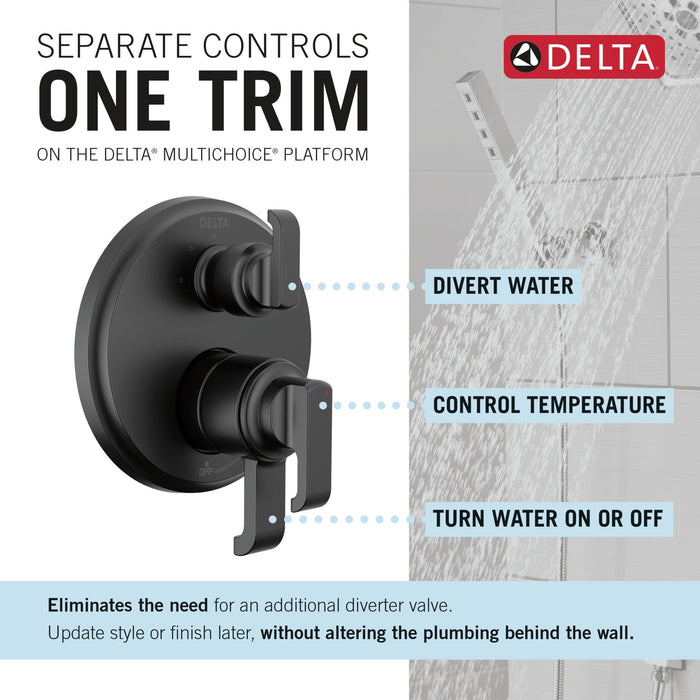 Delta Tetra T27889 17 Series Integrated Diverter Trim with 3-Setting, matte black - view 2