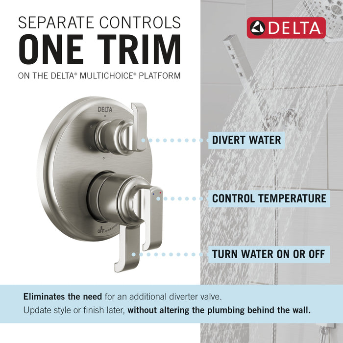 Delta Tetra T27989 17 Series Integrated Diverter Trim with 6-Setting, lumicoat stainless - view 2