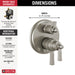 Delta Dorval T27T956 Traditional 2-Handle Monitor 17T Series Valve Trim with 6 Setting Diverter, stainless - view 2