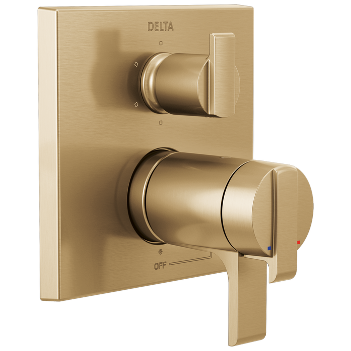 Delta Ara T27T967 Angular Modern TempAssure 17T Series Valve Trim with 6-Setting Integrated Diverter, champagne bronze