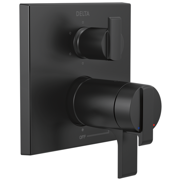 Delta Ara T27T967 Angular Modern TempAssure 17T Series Valve Trim with 6-Setting Integrated Diverter, matte black