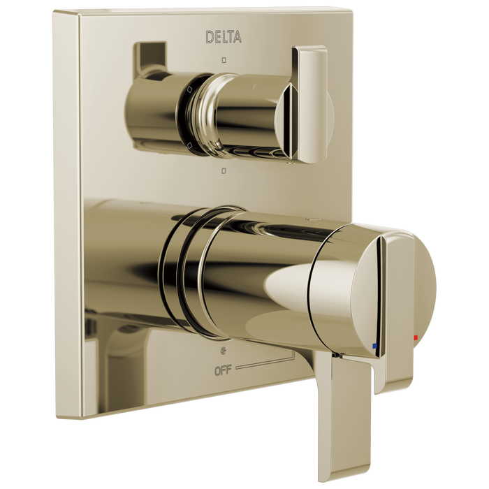 Delta Ara T27T967 Angular Modern TempAssure 17T Series Valve Trim with 6-Setting Integrated Diverter, polished nickel