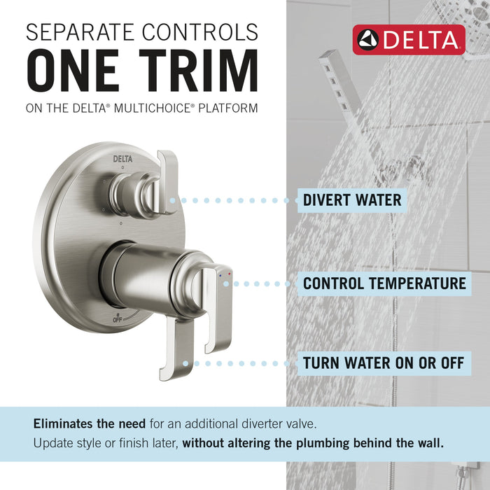 Delta Tetra T27T989 TempAssure 17T Series Integrated Diverter Trim with 6-Setting, lumicoat stainless - view 2