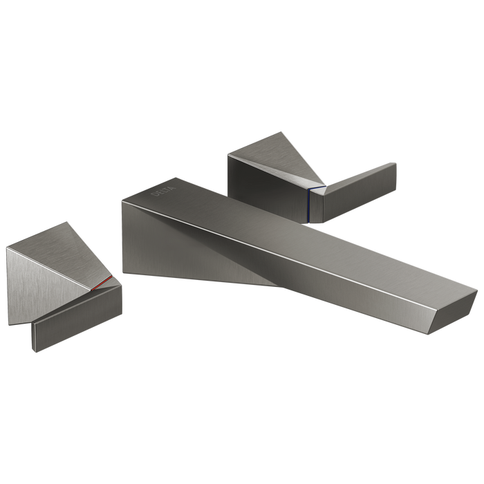 Delta Trillian T3543LF Two Handle Wall Mount Bathroom Faucet Trim, lumicoat black stainless