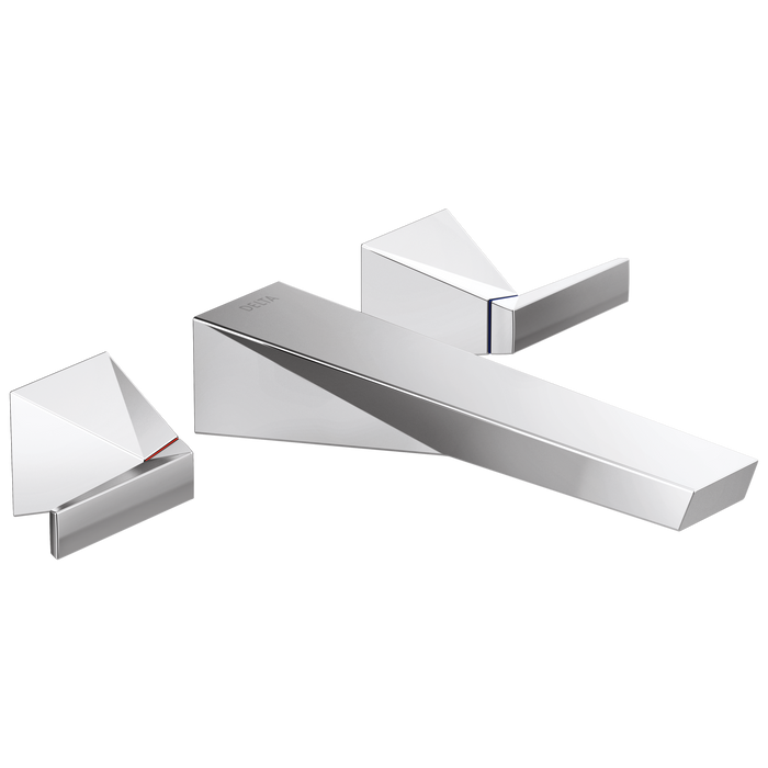 Delta Trillian T3543LF Two Handle Wall Mount Bathroom Faucet Trim, lumicoat chrome