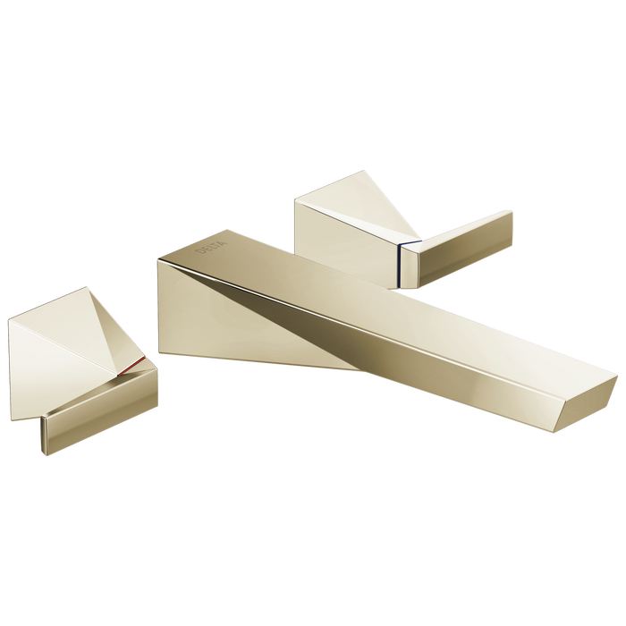 Delta Trillian T3543LF Two Handle Wall Mount Bathroom Faucet Trim, lumicoat polished nickel