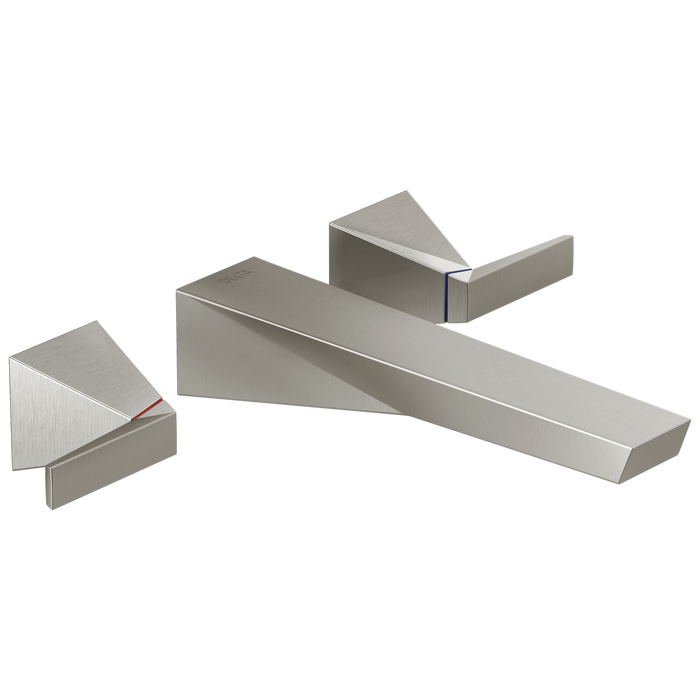 Delta Trillian T3543LF Two Handle Wall Mount Bathroom Faucet Trim, lumicoat stainless