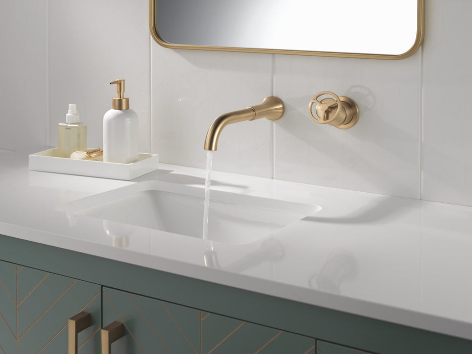 Delta Trinsic T3558LF Single Handle Wall Mount Bathroom Faucet Trim, champagne bronze - view 3