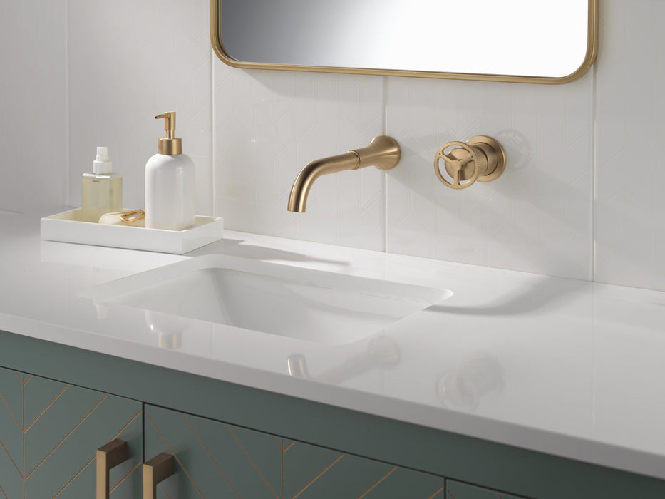 Delta Trinsic T3558LF Single Handle Wall Mount Bathroom Faucet Trim, champagne bronze - view 4