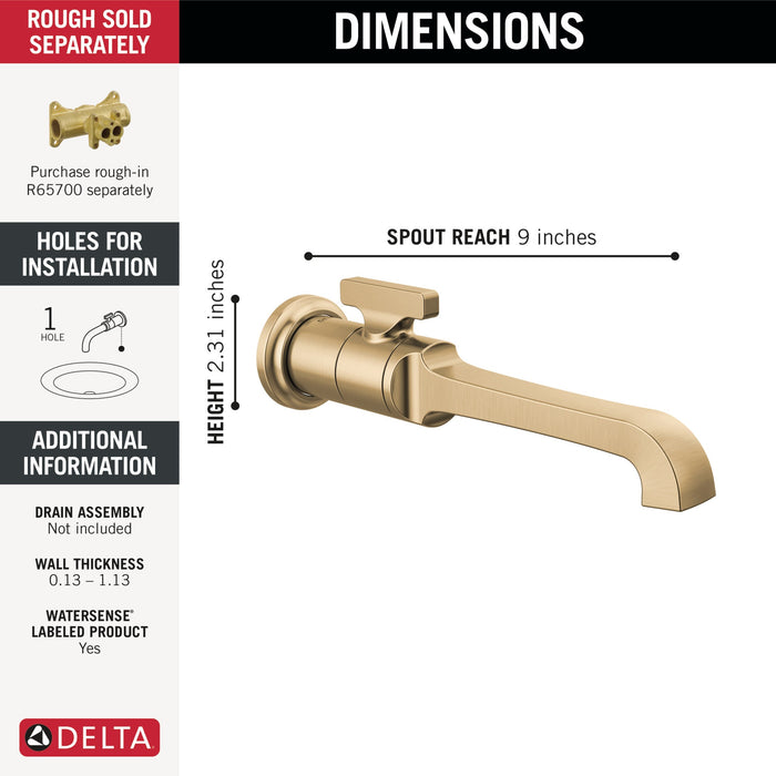 Delta Tetra T3589LF Single Handle Wall Mount Bathroom Faucet Trim