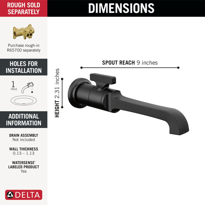 Delta Tetra T3589LF Single Handle Wall Mount Bathroom Faucet Trim