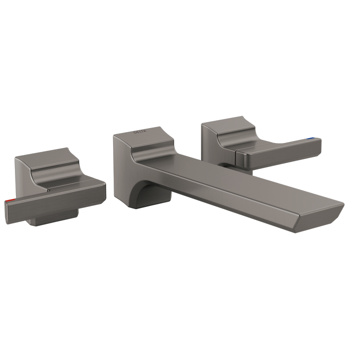 Delta Pivotal T3599LF Two-Handle Wall Mount Bathroom Faucet Trim, lumicoat black stainless
