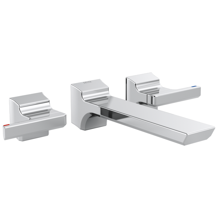 Delta Pivotal T3599LF Two-Handle Wall Mount Bathroom Faucet Trim, lumicoat chrome