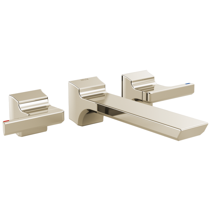 Delta Pivotal T3599LF Two-Handle Wall Mount Bathroom Faucet Trim, lumicoat polished nickel