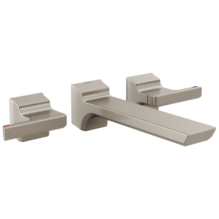 Delta Pivotal T3599LF Two-Handle Wall Mount Bathroom Faucet Trim, lumicoat stainless