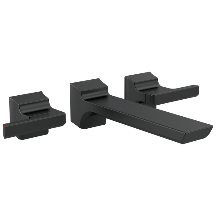 Delta Pivotal T3599LF Two-Handle Wall Mount Bathroom Faucet Trim, matte black
