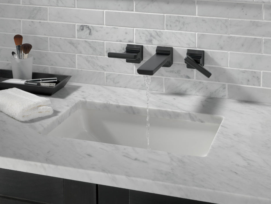 Delta Pivotal T3599LF Two-Handle Wall Mount Bathroom Faucet Trim, matte black - view 2