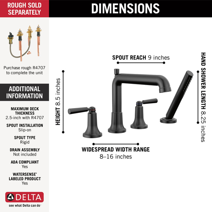 Delta Saylor T4736 Roman Tub Trim with Hand Shower