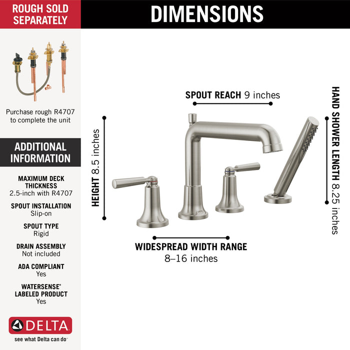 Delta Saylor T4736 Roman Tub Trim with Hand Shower