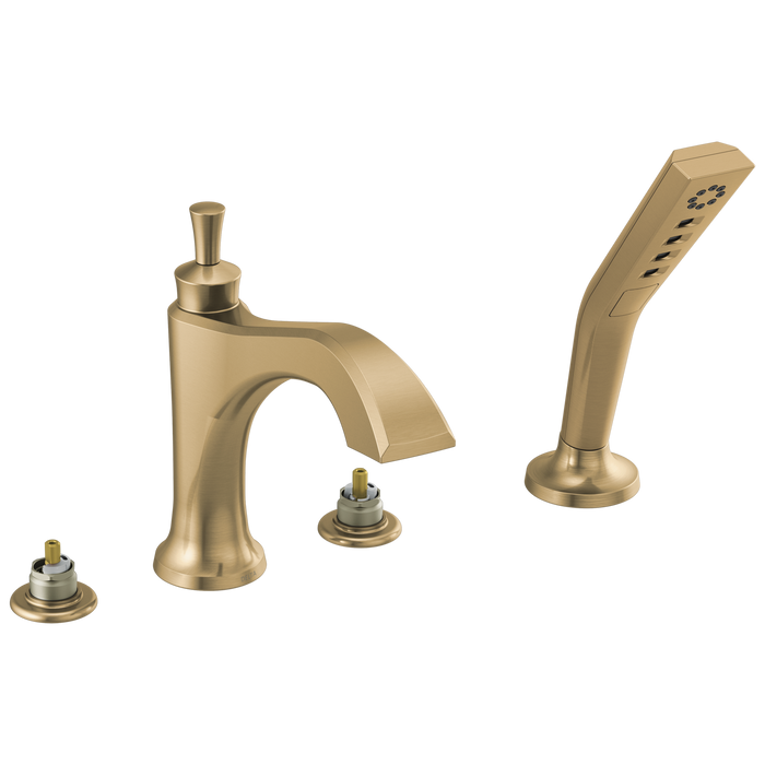 Delta Dorval T4756 Roman Tub with Hand Shower Trim - Less Handles, champagne bronze 2