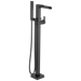 Delta Ara T4768 Single Handle Floor Mount Channel Spout Tub Filler Trim with Hand Shower, matte black