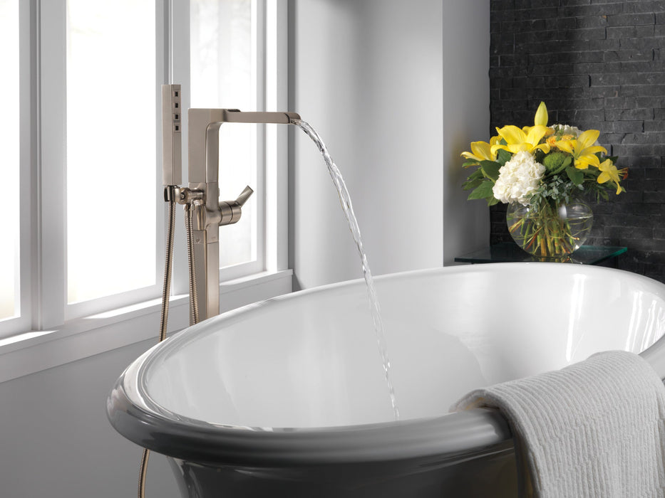 Delta Ara T4768 Single Handle Floor Mount Channel Spout Tub Filler Trim with Hand Shower, stainless - view 3