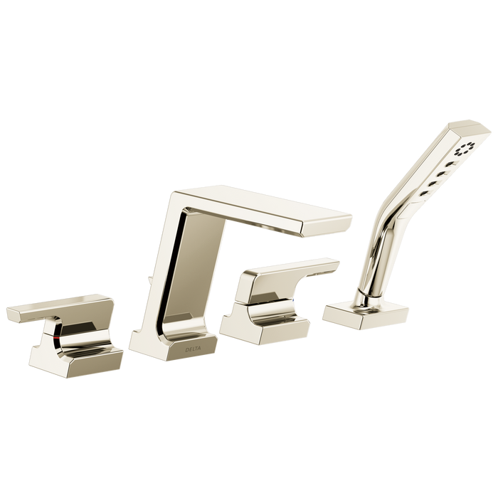 Delta Pivotal T4799 Roman Tub with Hand Shower Trim, lumicoat polished nickel