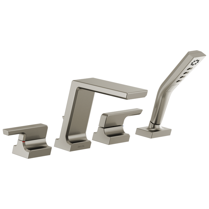 Delta Pivotal T4799 Roman Tub with Hand Shower Trim, lumicoat stainless