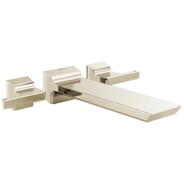 Delta Pivotal T5799 Two Handle Wall Mounted Tub Filler, lumicoat polished nickel