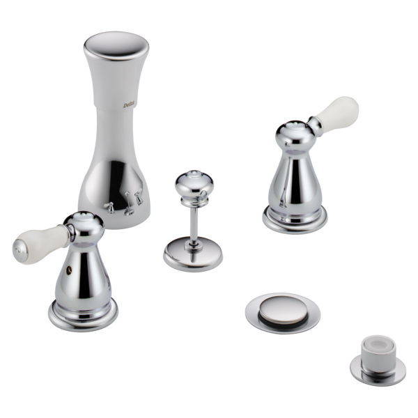 Delta Leland H277SS Porcelain Lever Handle Set - Bathroom, chrome - view 4