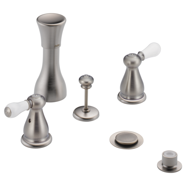 Delta Leland H277SS Porcelain Lever Handle Set - Bathroom, stainless steel - view 3