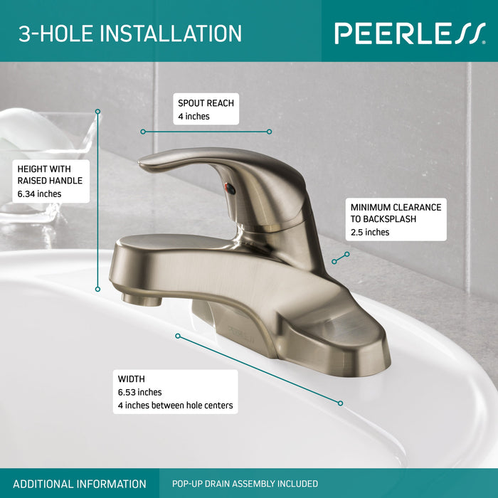 Peerless Core P188620LF Single Handle Bathroom Faucet, brushed nickel - view 3