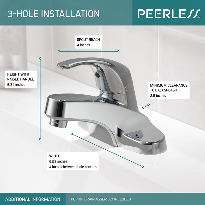 Peerless Core P188620LF Single Handle Bathroom Faucet, chrome - view 3