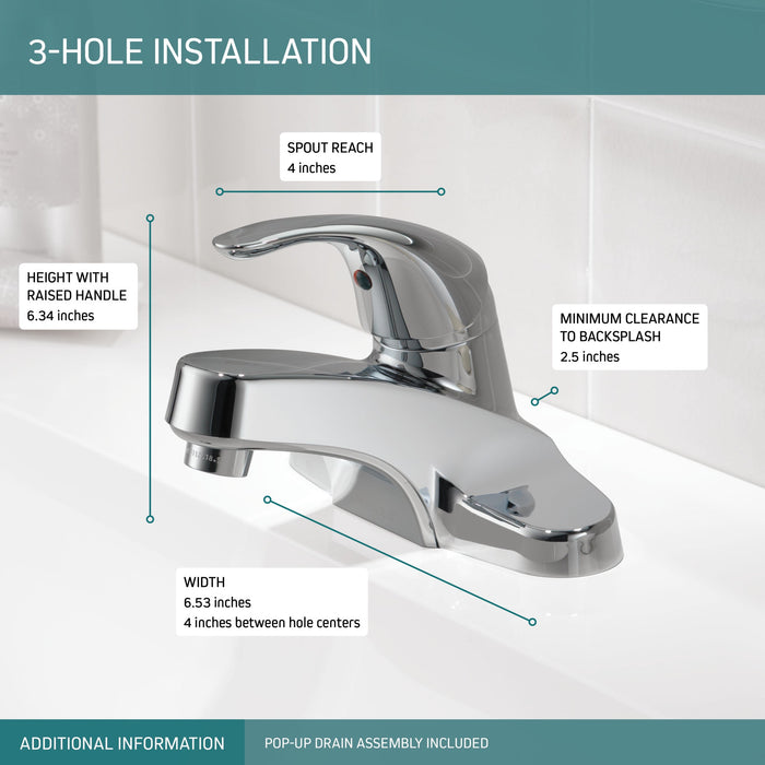 Peerless Core P188620LF Single Handle Bathroom Faucet, chrome - view 4