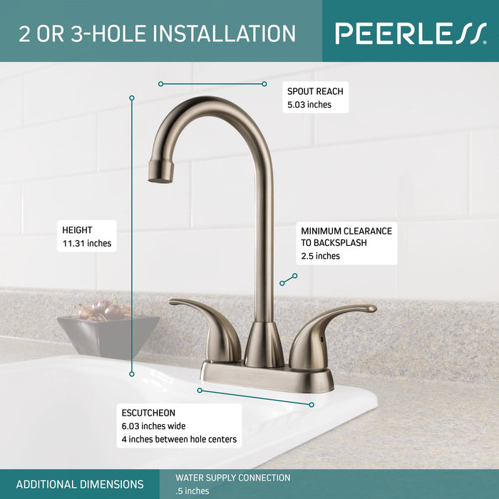 Peerless Core P288LF Two Handle Bar-Prep Faucet, stainless steel - view 3