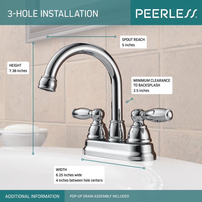 Peerless Claymore P299685LF Two Handle Bathroom Faucet, chrome - view 3