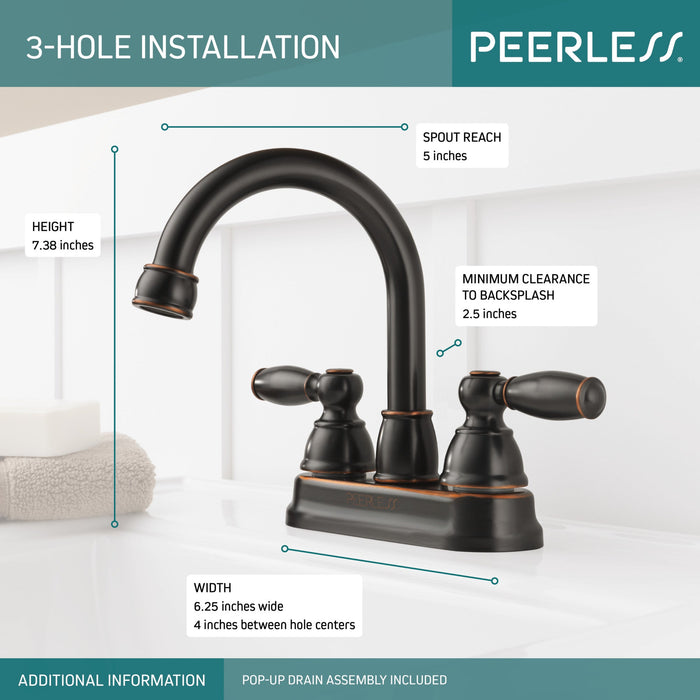 Peerless Claymore P299685LF Two Handle Bathroom Faucet, oil bronze - view 3