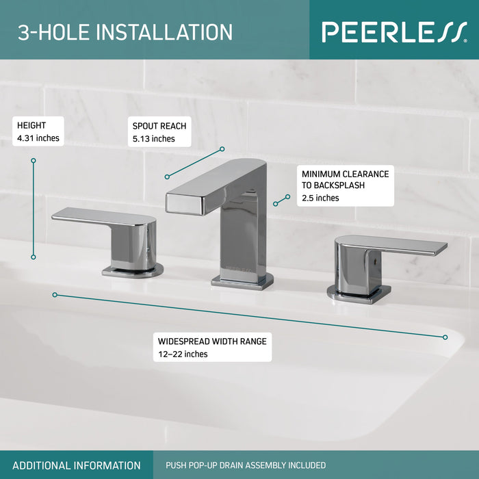 Peerless Xander P3519LF Two Handle Widespread Bathroom, chrome - view 4