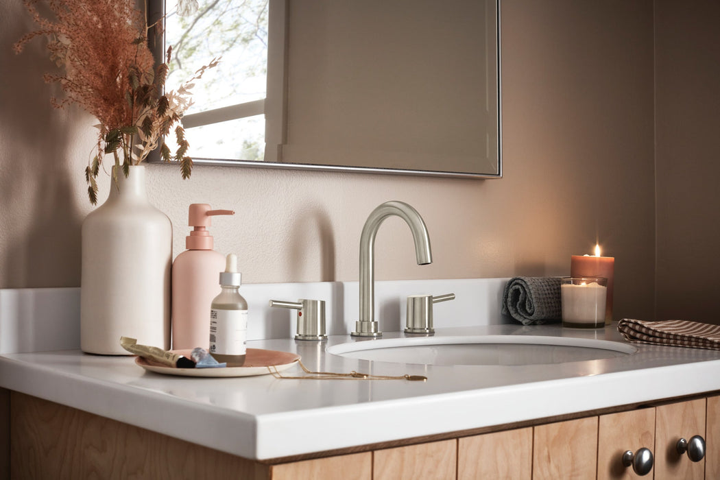 Peerless Precept P3547LF Two Handle Widespread Bath Faucet, brushed nickel - view 3