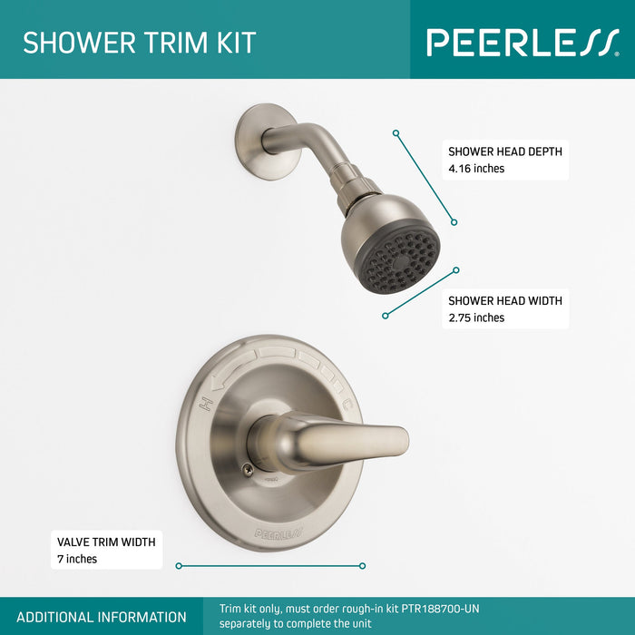 Delta Peerless Core:PTT188743 Shower Only Trim Kit, brushed nickel - view 2