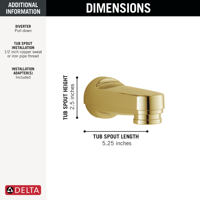 Delta RP17453SS Tub Spout - Pull-Down Diverter, polished brass - view 2