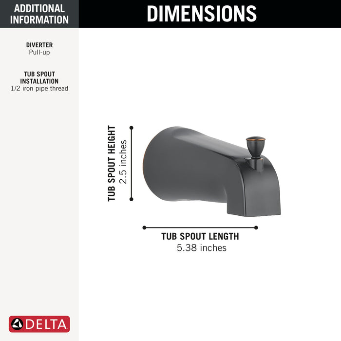 Delta RP61357OB Tub Spout - Pull-Up Diverter, oil bronze - view 2