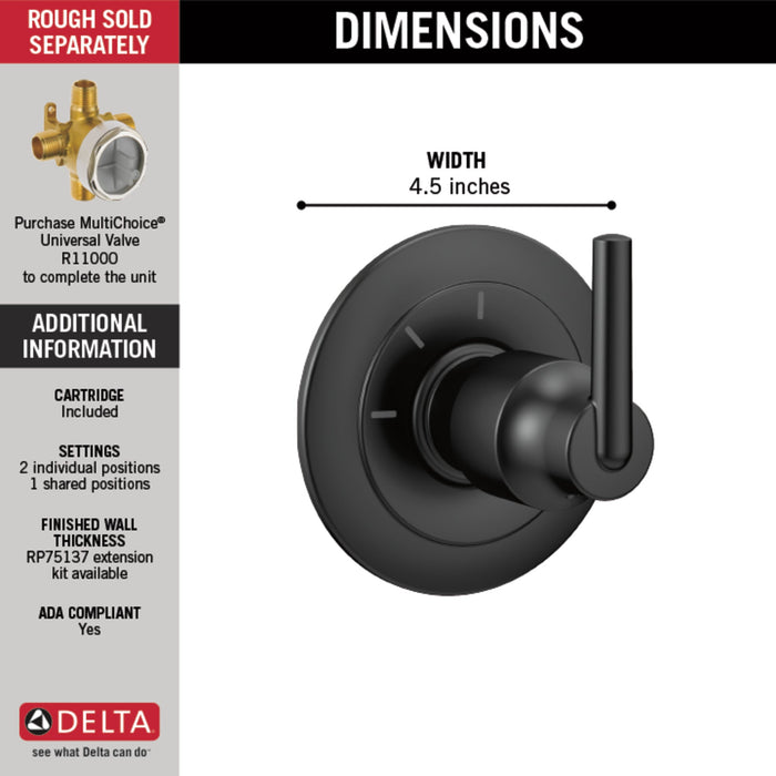 Delta Trinsic T11859 3-Setting 2-Port Diverter Trim