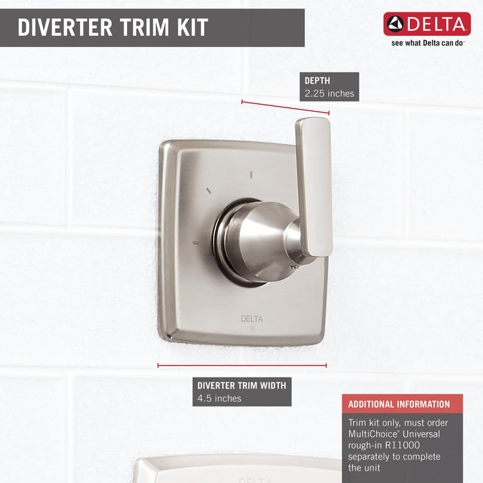 Delta Ashlyn T11864 3-Setting 2-Port Diverter Trim, stainless - view 5