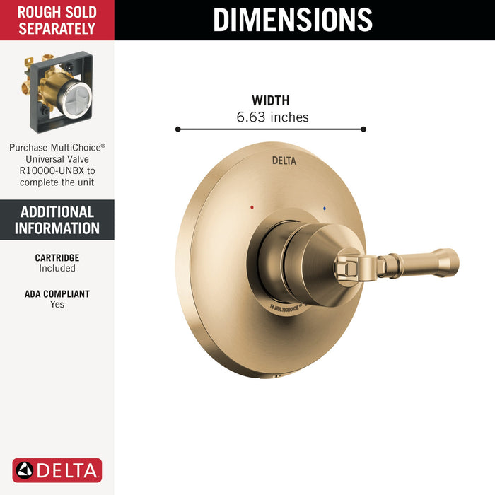 Delta Broderick T14084 14 Series Valve Only Trim, lumicoat champagne bronze - view 2