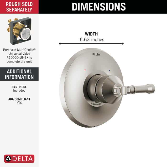 Delta Broderick T14084 14 Series Valve Only Trim, lumicoat stainless - view 2