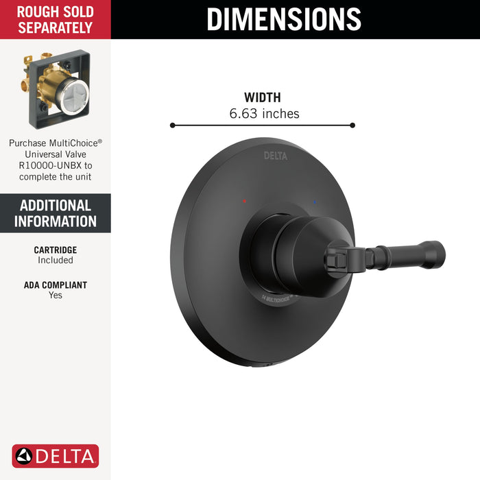 Delta Broderick T14084 14 Series Valve Only Trim, matte black - view 2