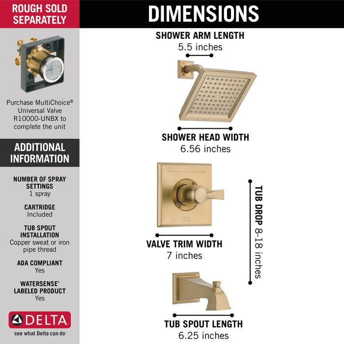Delta Dryden T14451 Monitor 14 Series Tub & Shower Trim, champagne bronze - view 2