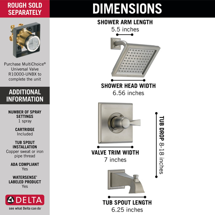 Delta Dryden T14451 Monitor 14 Series Tub & Shower Trim, stainless - view 5