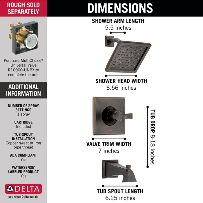 Delta Dryden T14451 Monitor 14 Series Tub & Shower Trim, venetian bronze - view 5